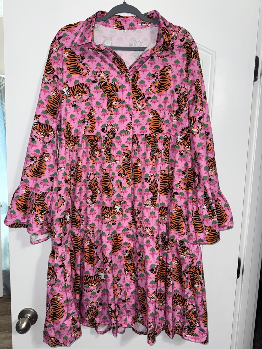 Women Tiger Print Tiered Dress NEW